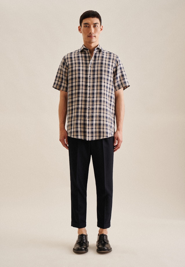 Regular Business shirt Check in Dark Blue |  Seidensticker Onlineshop