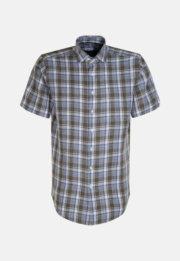 Linen Short sleeve Business Shirt in Regular with Kent-Collar in Green |  Seidensticker Onlineshop