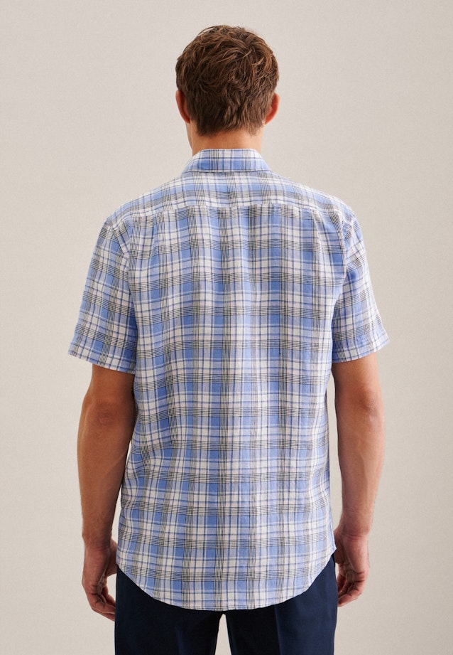 Linen Short sleeve Business Shirt in Regular with Kent-Collar in Light Blue |  Seidensticker Onlineshop