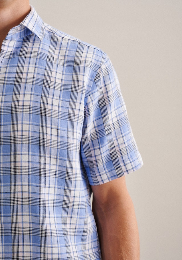 Linen Short sleeve Business Shirt in Regular with Kent-Collar in Light Blue |  Seidensticker Onlineshop