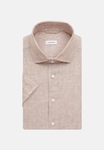 Linen Short sleeve Business Shirt in Regular with Kent-Collar in Brown |  Seidensticker Onlineshop