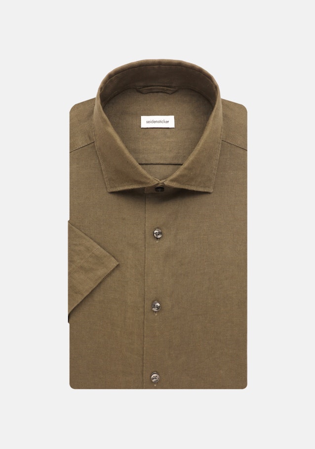 Linen Short sleeve Business Shirt in Regular with Kent-Collar in Green |  Seidensticker Onlineshop