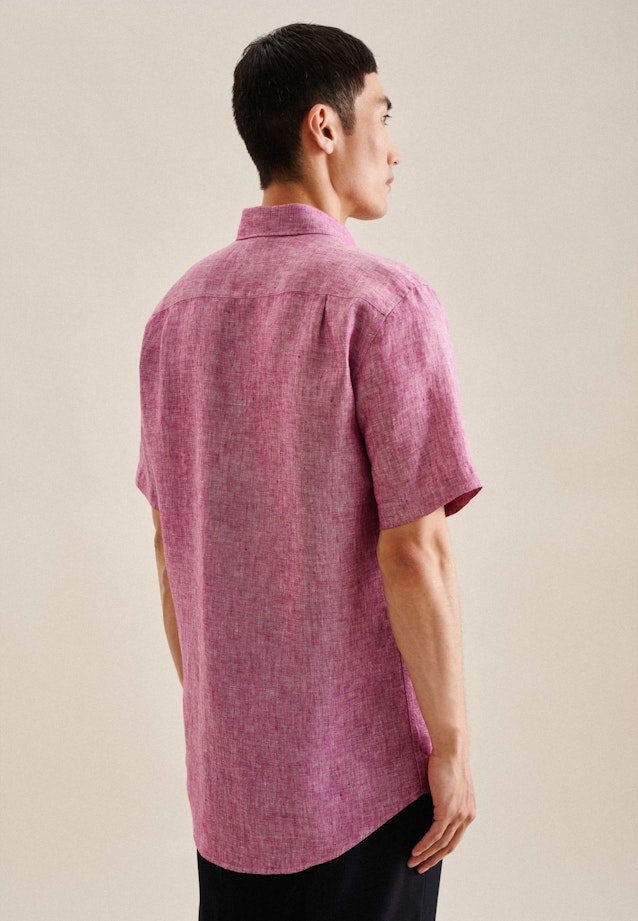 Linnen korte arm Business overhemd in Regular with Kentkraag in Roze/Pink | Seidensticker Onlineshop