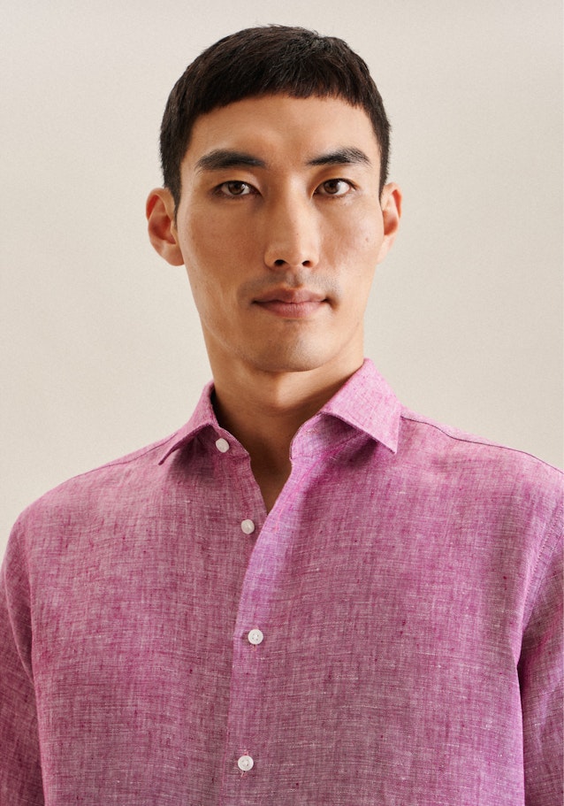 Leinen Kurzarm Business Hemd in Regular mit Kentkragen in Rosa/Pink |  Seidensticker Onlineshop