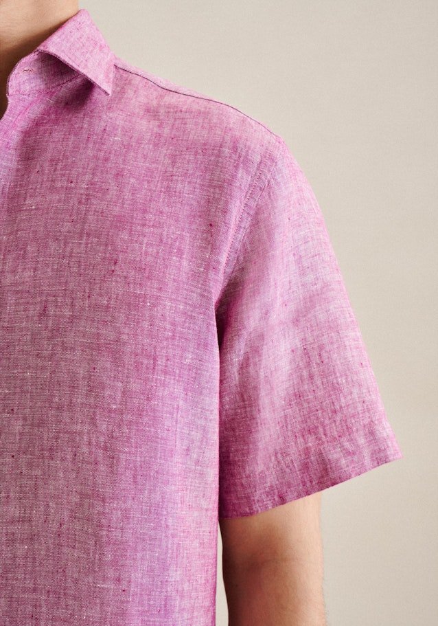 Linen Short sleeve Business Shirt in Regular with Kent-Collar in Pink |  Seidensticker Onlineshop
