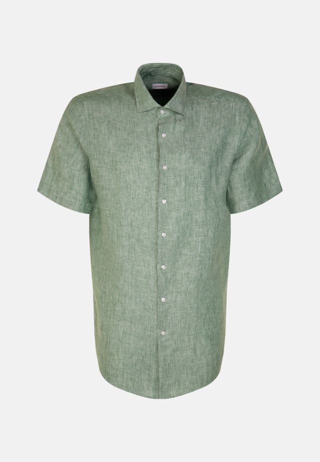 Linen Short sleeve Business Shirt in Regular with Kent-Collar in Green |  Seidensticker Onlineshop