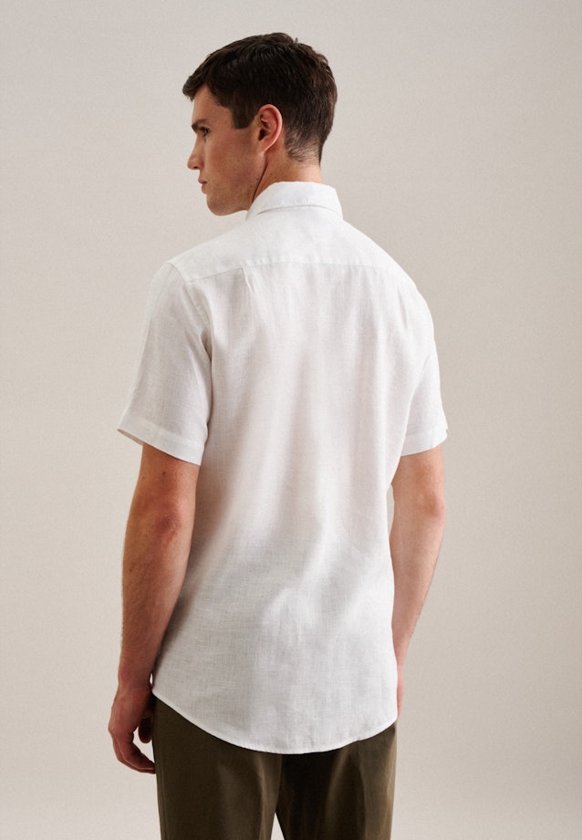 Linen Short sleeve Business Shirt in Regular with Kent-Collar in White | Seidensticker Onlineshop