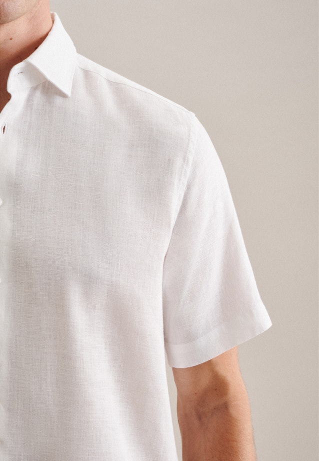 Leinen Kurzarm Business Hemd in Regular mit Kentkragen in Weiß |  Seidensticker Onlineshop