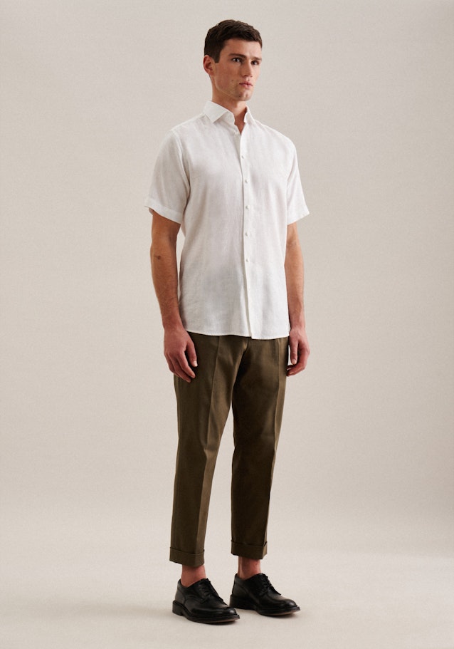 Linen Short sleeve Business Shirt in Regular with Kent-Collar in White |  Seidensticker Onlineshop