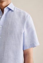 Linen Short sleeve Business Shirt in Regular with Kent-Collar in Light Blue |  Seidensticker Onlineshop