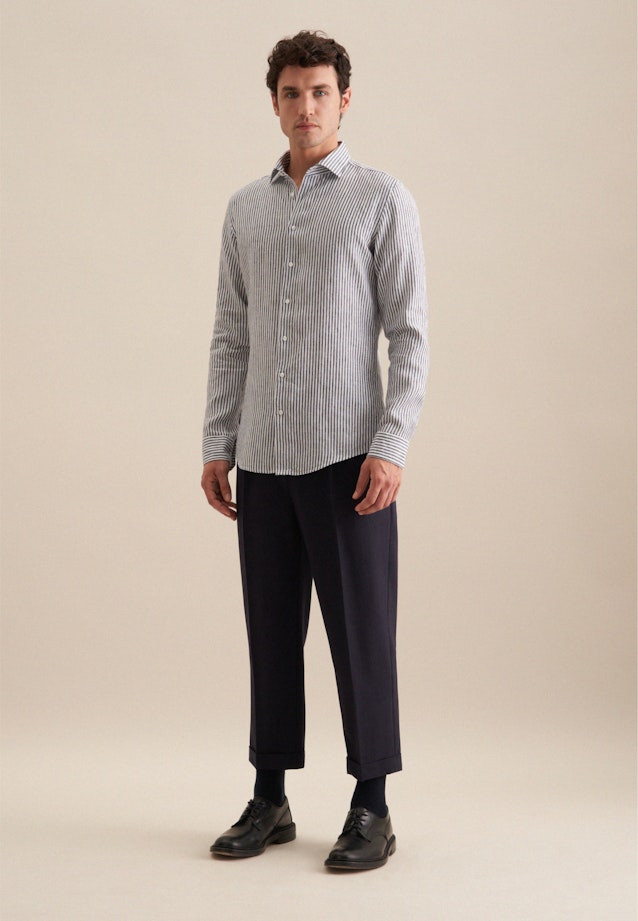Slim Business Hemd Streifen in Dunkelblau |  Seidensticker Onlineshop