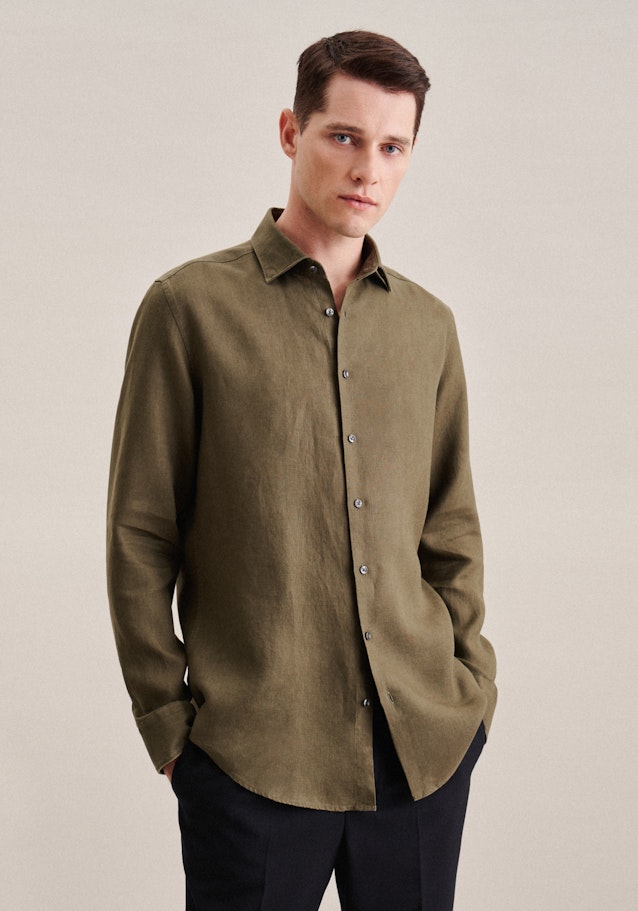 Business Shirt in Slim with Kent-Collar in Green | Seidensticker Onlineshop