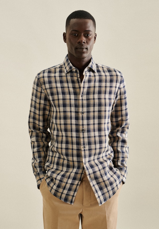 Shaped Chemise d'affaires carreaux in Bleu Foncé |  Seidensticker Onlineshop