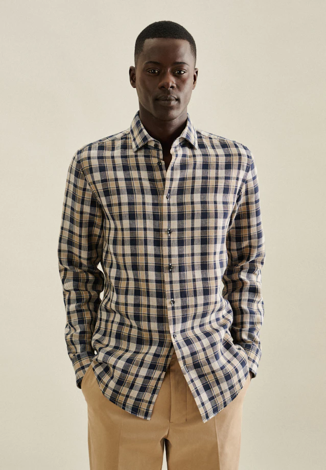 Shaped Business shirt Check in Dark Blue |  Seidensticker Onlineshop