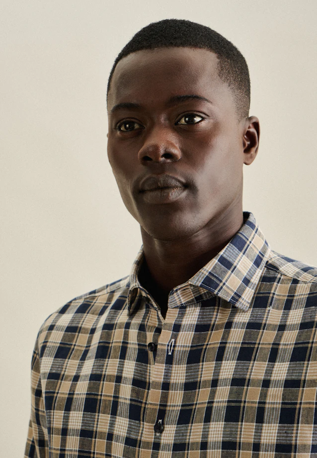 Shaped Business shirt Check in Dark Blue |  Seidensticker Onlineshop