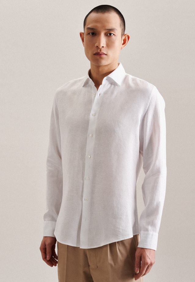 Leinen Business Hemd in Shaped mit Kentkragen in Weiß | Seidensticker Onlineshop