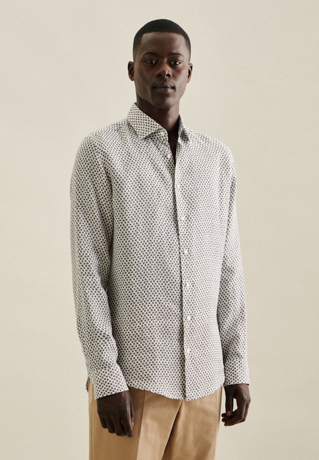 Business Shirt in Shaped with Kent-Collar in Brown | Seidensticker online shop