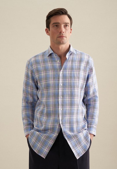 Regular Business shirt Check in Light Blue |  Seidensticker Onlineshop