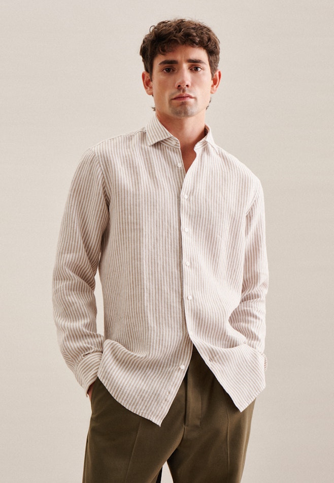 Business Shirt in Regular with Kent-Collar in Brown | Seidensticker online shop