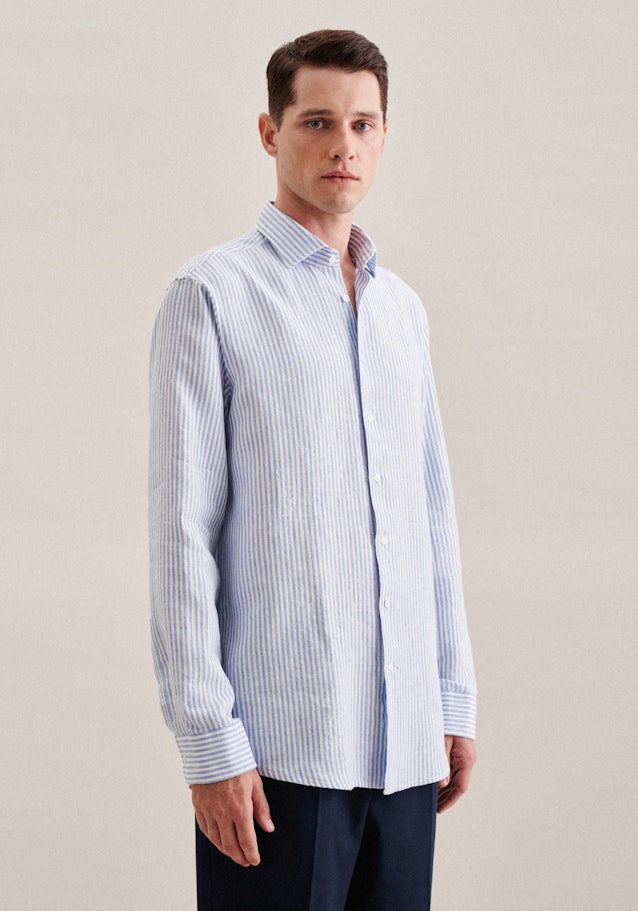 Chemise Business Regular Lin Col Kent in Bleu Clair | Seidensticker Onlineshop