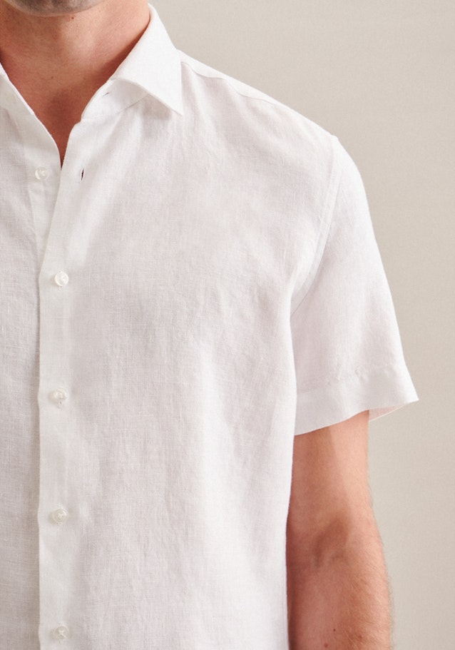 Leinen Kurzarm Business Hemd in Slim mit Kentkragen in Weiß |  Seidensticker Onlineshop