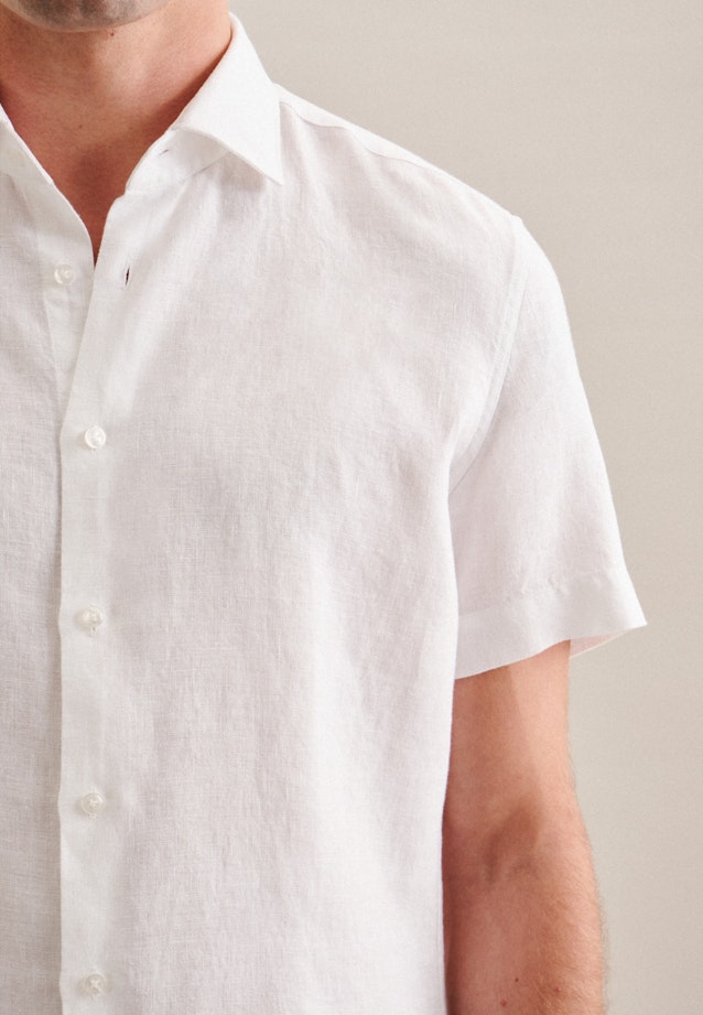 Linen Short sleeve Business Shirt in Slim with Kent-Collar in White |  Seidensticker Onlineshop