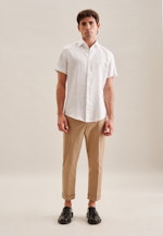 Linen Short sleeve Business Shirt in Slim with Kent-Collar in White |  Seidensticker Onlineshop