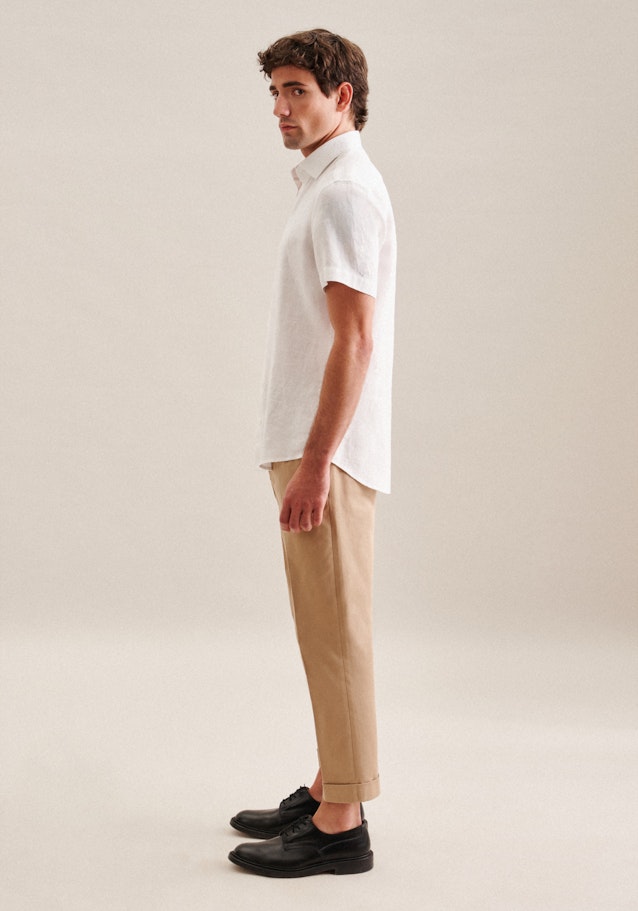 Linen Short sleeve Business Shirt in Slim with Kent-Collar in White |  Seidensticker Onlineshop