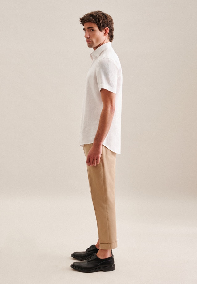 Linen Short sleeve Business Shirt in Slim with Kent-Collar in White |  Seidensticker Onlineshop