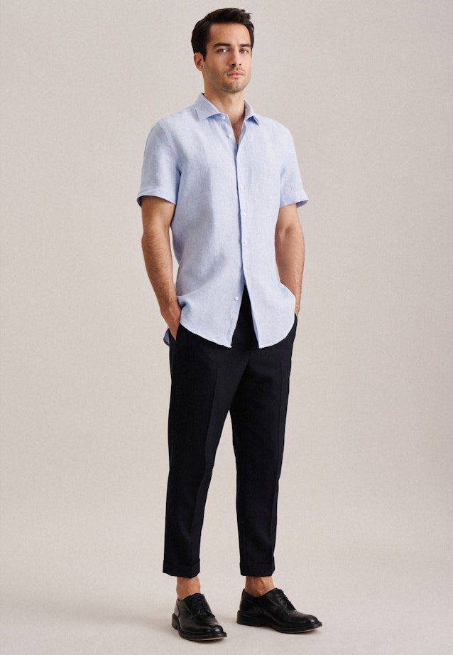 Linen Short sleeve Business Shirt in Slim with Kent-Collar in Light Blue |  Seidensticker Onlineshop