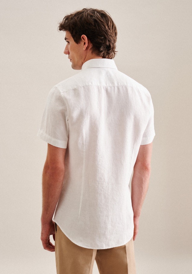 Linen Short sleeve Business Shirt in Shaped with Kent-Collar in White | Seidensticker Onlineshop