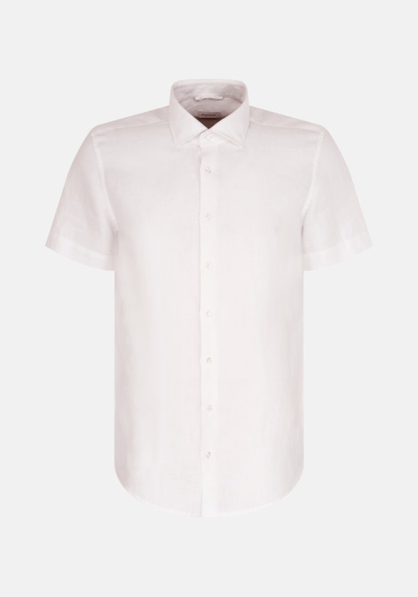Linen Short sleeve Business Shirt in Shaped with Kent-Collar in White |  Seidensticker Onlineshop