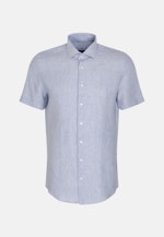 Linen Short sleeve Business Shirt in Shaped with Kent-Collar in Light Blue |  Seidensticker Onlineshop