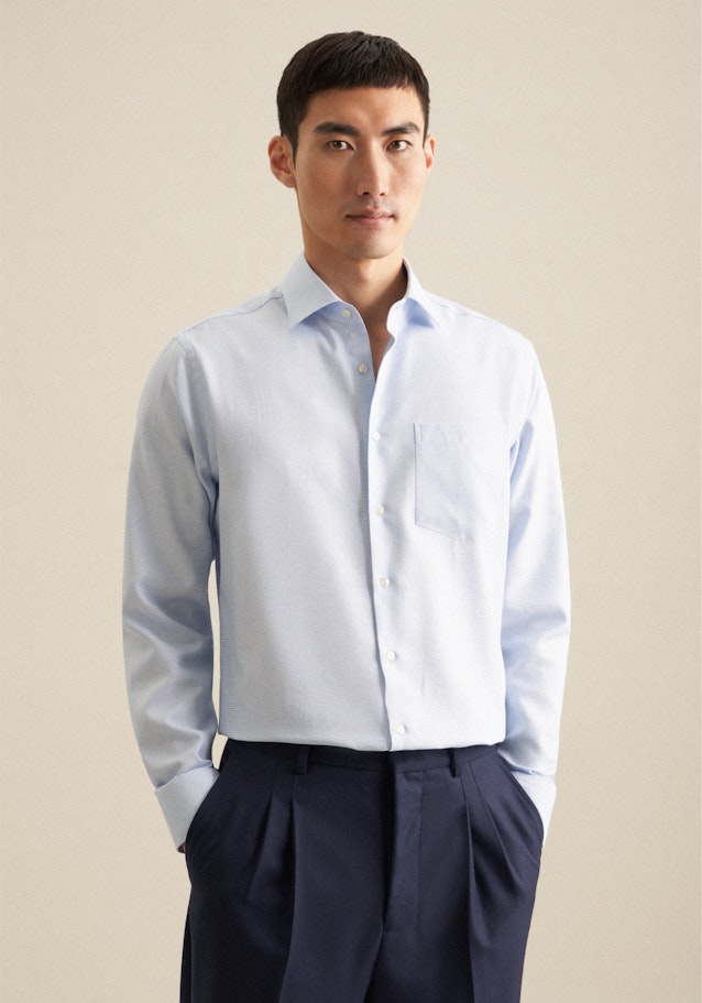 Chemise Business Regular Structuré Col Kent in Bleu Clair | Seidensticker Onlineshop