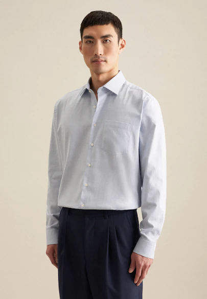 Regular Chemise Business Carreaux in Bleu Clair |  Seidensticker Onlineshop