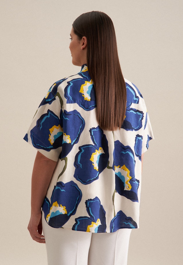 Kraag Shirtblouse in Middelmatig Blauw |  Seidensticker Onlineshop