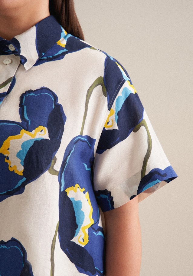 Kraag Shirtblouse in Middelmatig Blauw |  Seidensticker Onlineshop