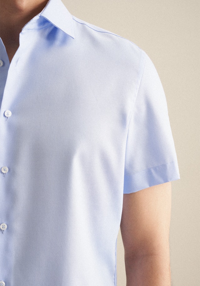 Non-iron Twill korte arm Business overhemd in Shaped with Kentkraag in Lichtblauw |  Seidensticker Onlineshop