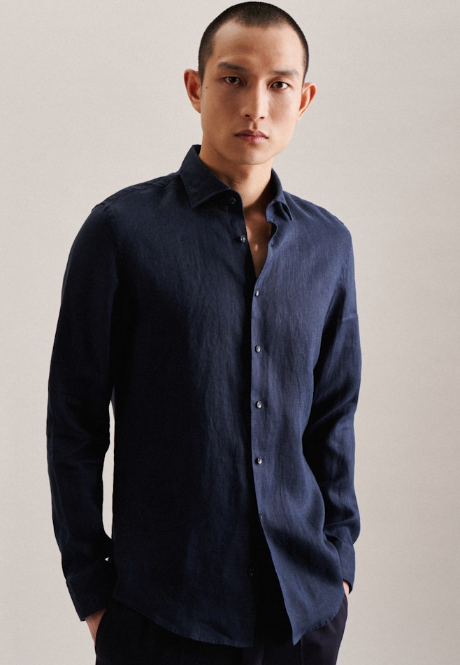 Business Shirt in X-Slim with Kent-Collar in Dark Blue | Seidensticker online shop