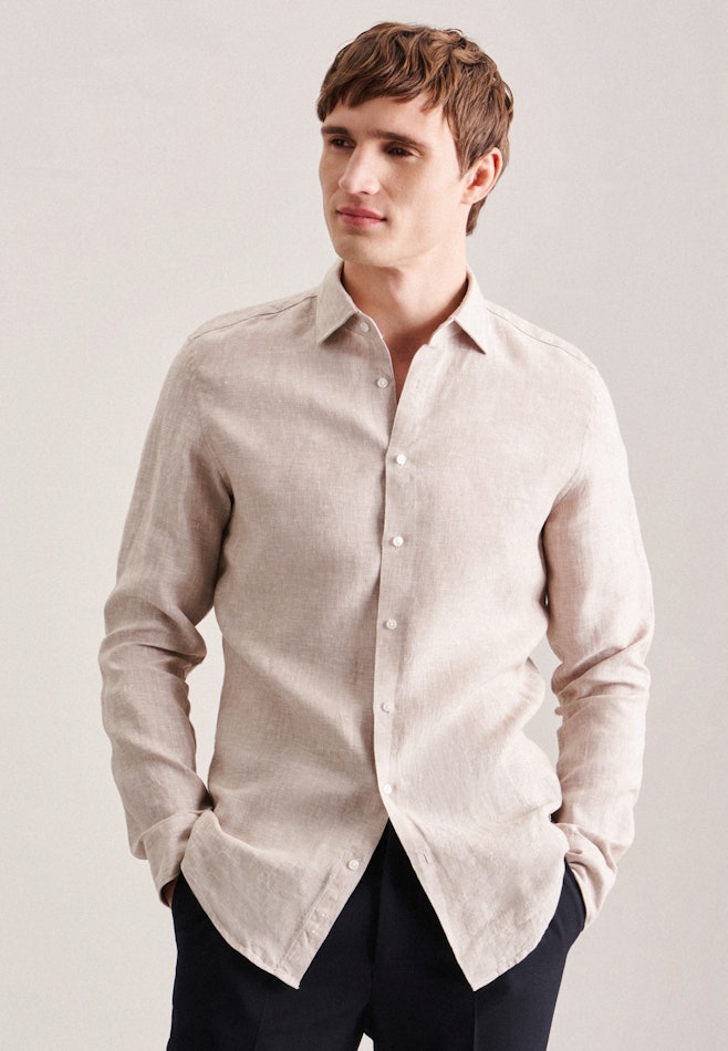 Business Shirt in X-Slim with Kent-Collar in Brown | Seidensticker online shop