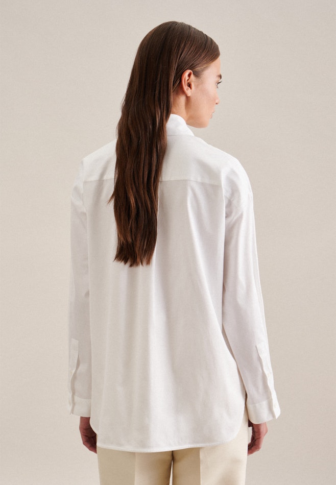 Long sleeve Satin Long Blouse in White | Seidensticker Onlineshop