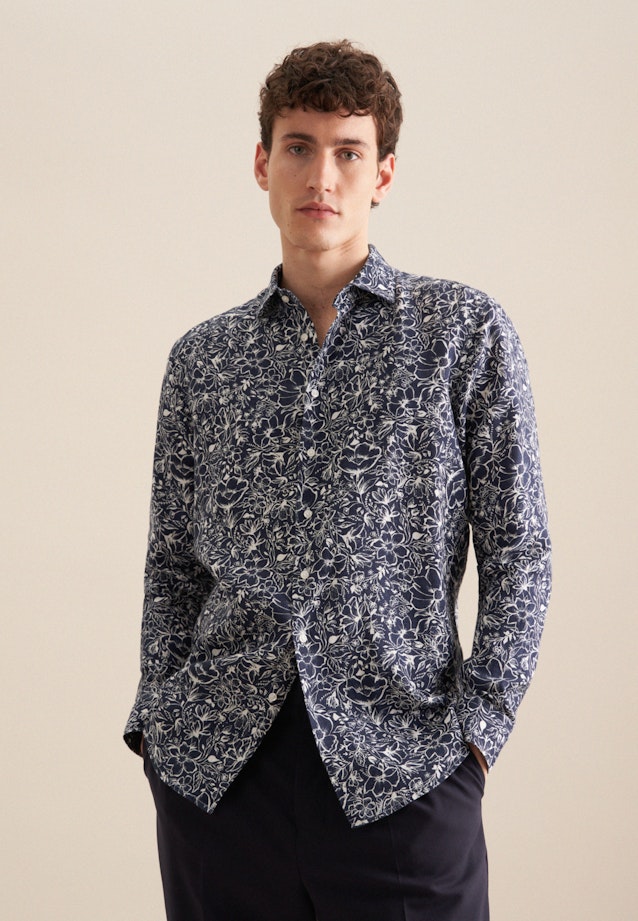 Regular Chemise d'affaires Floral in Bleu Foncé |  Seidensticker Onlineshop