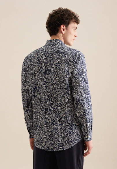 Regular Business shirt Floral in Dark Blue |  Seidensticker Onlineshop