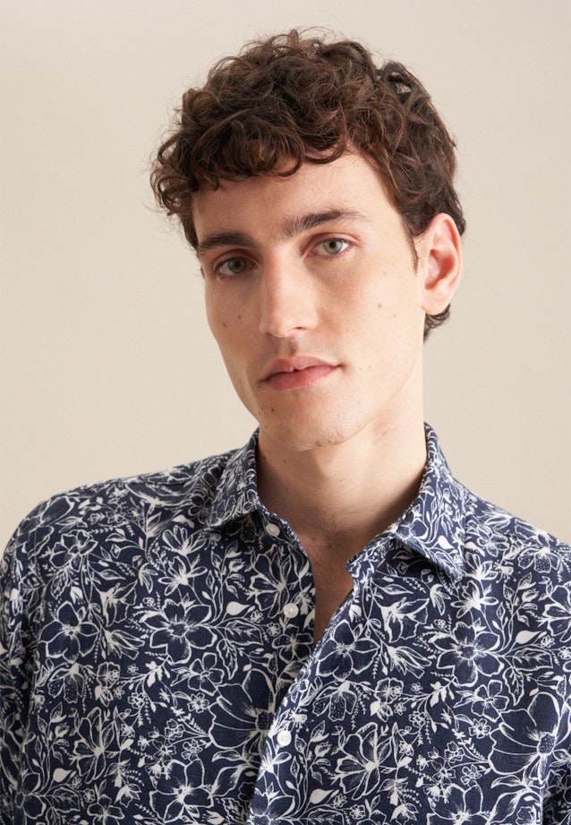 Regular Chemise d'affaires Floral in Bleu Foncé |  Seidensticker Onlineshop