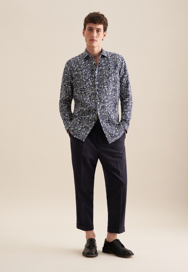 Regular Chemise d'affaires Floral in Bleu Foncé |  Seidensticker Onlineshop