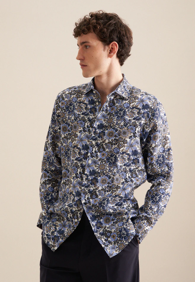 Regular Business Hemd Floral in Dunkelblau | Seidensticker Onlineshop