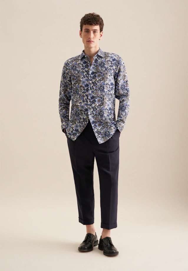 Regular Chemise d'affaires Floral in Bleu Foncé |  Seidensticker Onlineshop