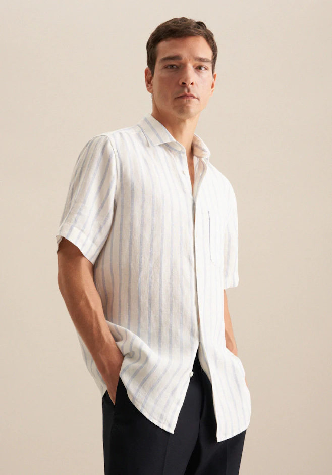 Regular Casual Hemd Streifen in Hellblau | Seidensticker Onlineshop