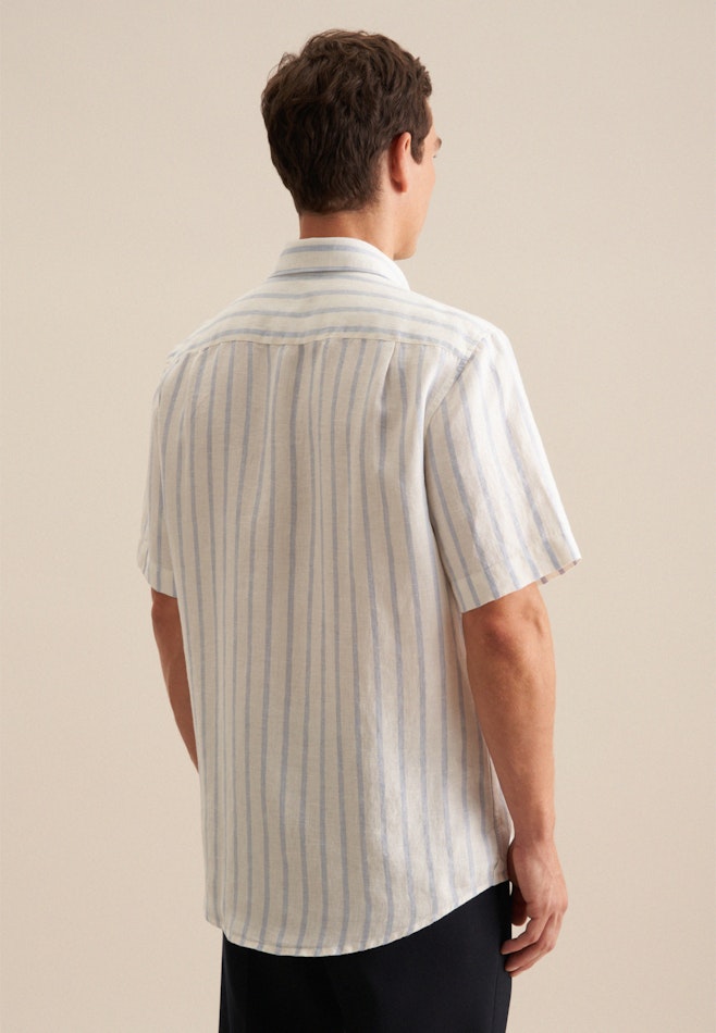 Linen Short sleeve Casual Shirt in Regular with Kent-Collar in Light Blue | Seidensticker online shop