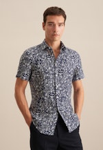 Linen Short sleeve Business Shirt in Slim with Kent-Collar in Dark Blue |  Seidensticker Onlineshop